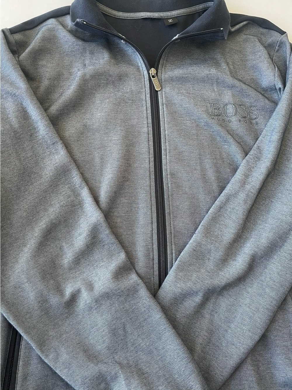 Hugo Boss Grey & Blue Full-Zip Track Jacket